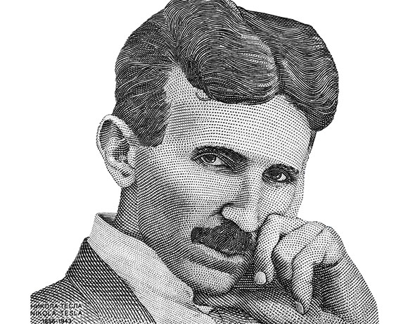 an illustration of Nikola Tesla - the namesake of the Tesla Chair