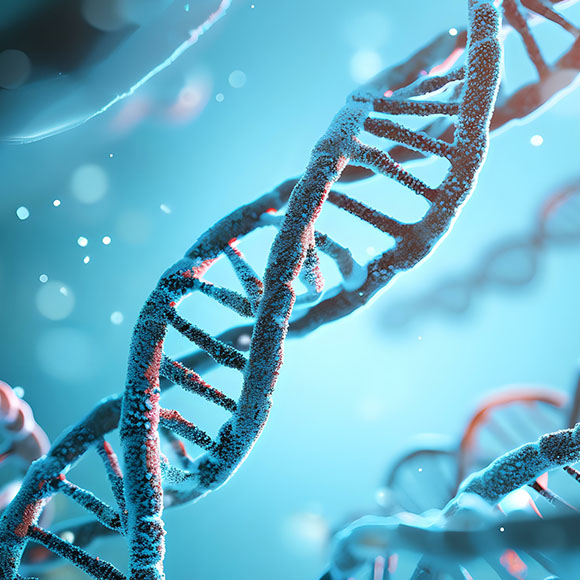 a 3D render of the double helix representing DNA